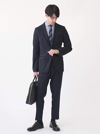 Amazon Co Jp シップス エニィ メンズ スーツ ウールライク セットアップ ストレッチ メンズ ネイビー 紺 S 服 ファッション小物