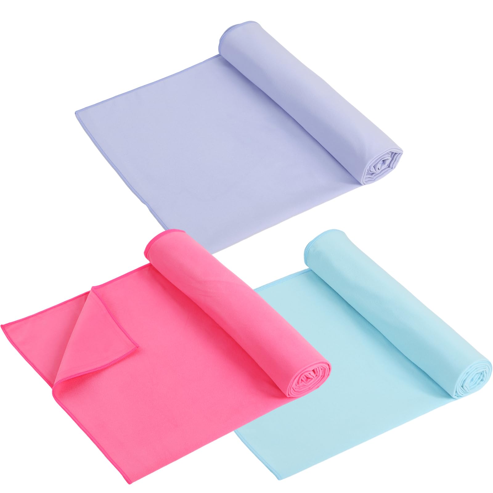Photo 1 of Breling 3 Pack 26"x73" Hot Yoga Mat Towel Pack Non-Slip Yoga Mat Gym Sweat Absorbent Microfiber Towel for Pilates Workout Women Men(Purple,Red,Blue)