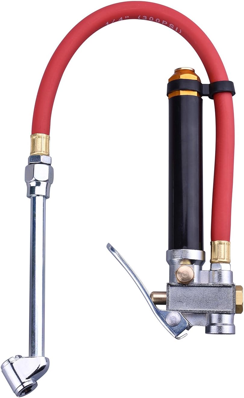WYNNsky Heavy Duty Dual Head Tire Inflator Gauge with 12 Inch Air Hose,Tire Pressure Gauge with Storage Case: Automotive