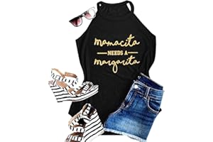 JORLYEN Mamacita Needs a Margarita Women Funny Shirts Workout Tops Graphic Beach Holiday Outfit Tees