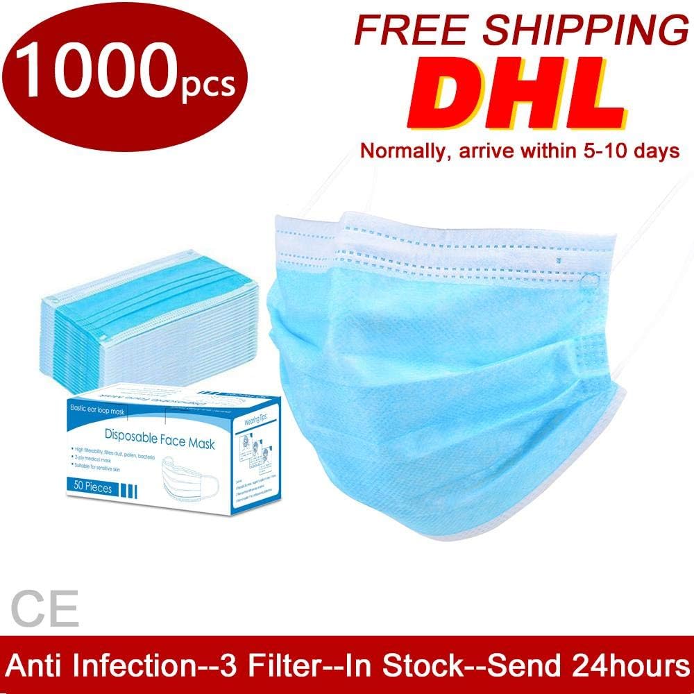 Hummla 1000pcs 3 Layer Non Woven Disposable Disposable Face Anti-Dust