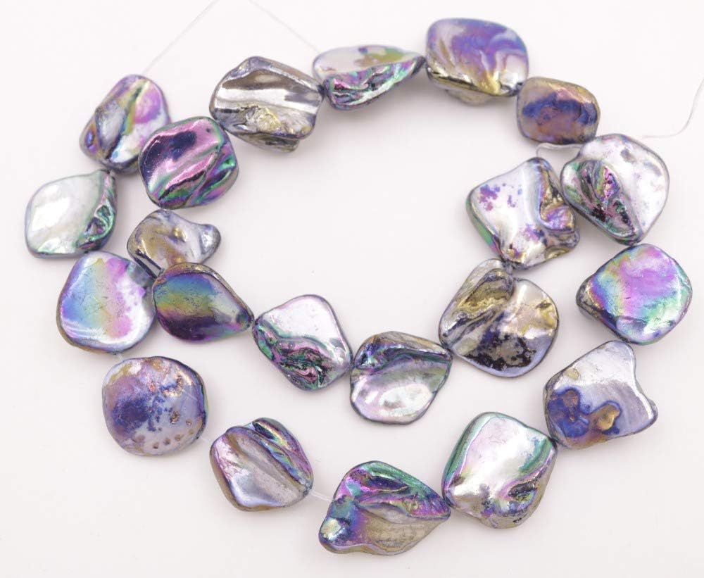 15-20mm Rainbow Black Mother of Pearl Shell Loose Beads Jewelry Making 15' Long