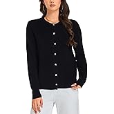 VETLURY Womens Button Up Sweater - 100% Merino Wool Cardigan with Real Shell Buttons Knit Warm Sweater for Spring Fall Winter