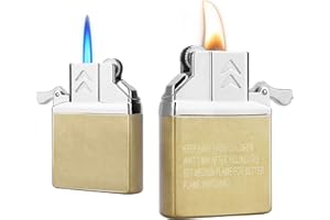 Yusud Butane Lighter Insert, Torch Jet Lighter, Dual Flame Lighter, Butane Fuel Refillable Gas Lighter, Soft Flame Switchable, Cool Pipe Lighters (No Included Fuel)