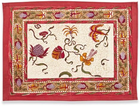 Couleur NatureFleurs des Indes Placemats, 15-inches by 18-inches, Multi Color, Set of 6