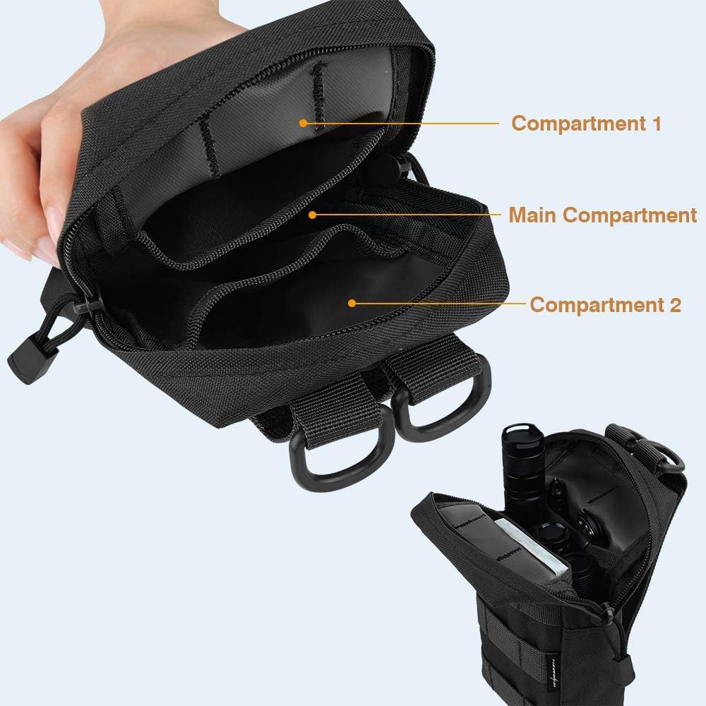 FUNANASUN 2 Pack Molle Pouches - Tactical Compact Water-Resistant EDC Pouch (2 Pack-Black + Water Bottle Pouch) : Sports & Outdoors