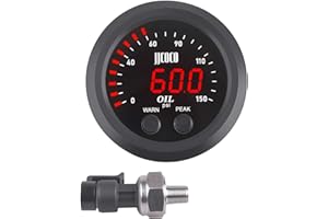 ZHSYMX Universal Oil Pressure Gauge Kit 2-1/16" (52mm) 150 PSI - Digital Meter Red Display with 1/8NPT Electronic Sensor - fo
