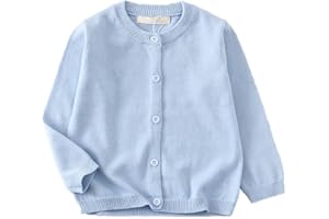 LNICEAR Toddler Boys Girls Crewneck Cardigan Sweaters Long Sleeve Kids Button Cotton School Uniform Knit Tops Outwear