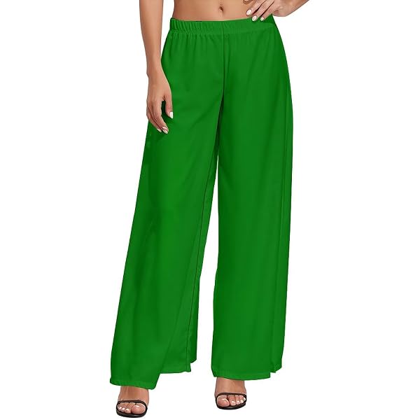 GURU-SHOP, Pantalón Palazzo, Pantalón Ancho De Verano, Gris, Sintético, Tamaño:38, Pantalones Largos