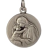 I G J 925 STERLING SILVER MADONNA WITH JESUS CHILD MEDAL - THE PATRON SAINTS MEDALS - 100% MADE IN ITALY