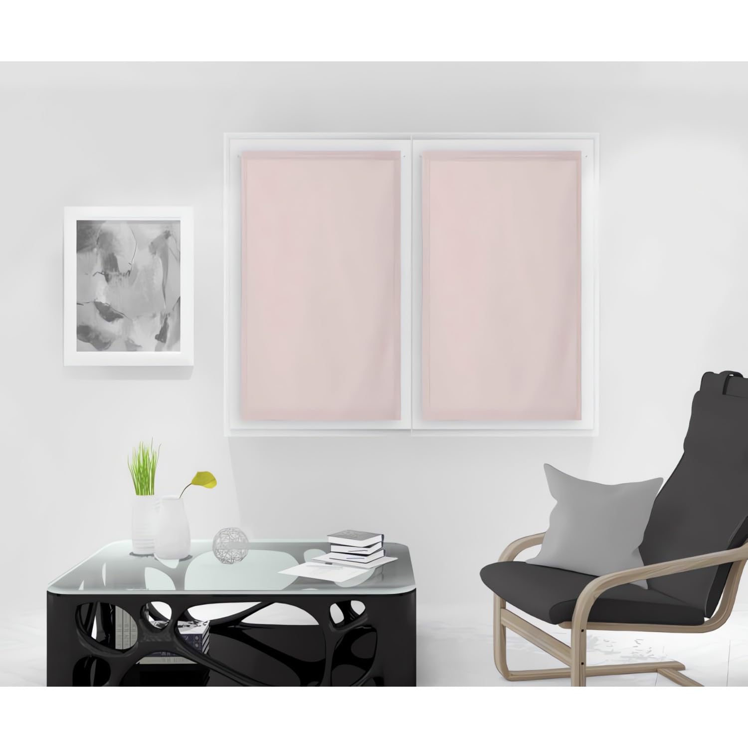 Soleil d'ocre Dolly Half Curtain, Polyester, Pink, 70 x 120 cm