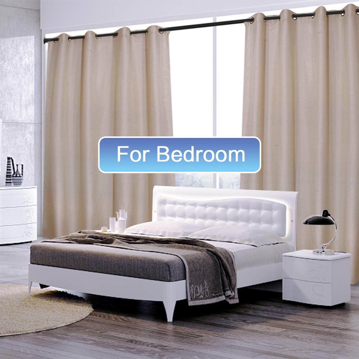 Moyeno Shower Curtain Rod Tension Rod Adjustable, No Drill Window Curtain Rod, Tension Curtain Rod Expandable Room Divider Blackout, Extra Long for Outdoor, Living Room - Black - 28-43 Inches: Home & Kitchen
