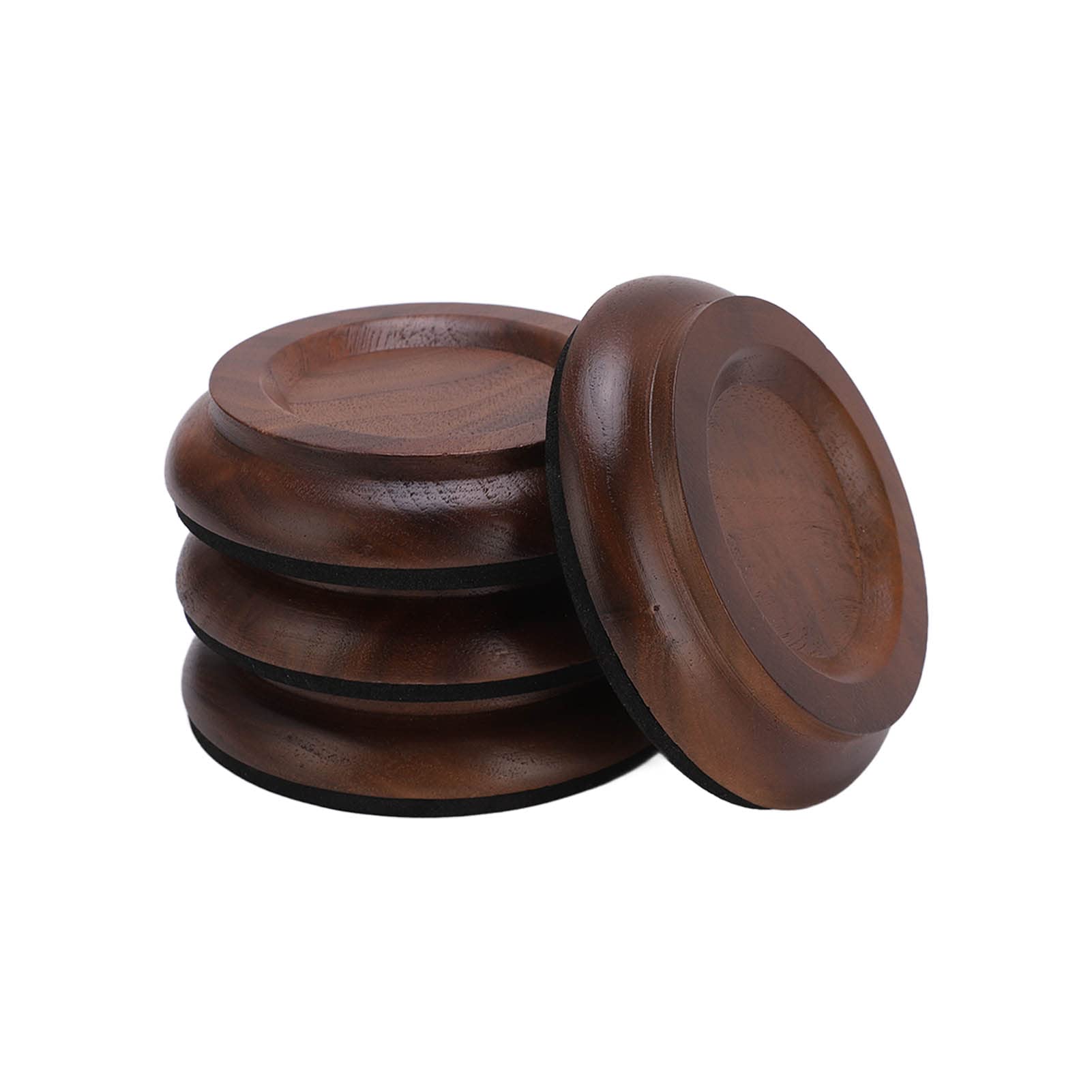 4 Pcs Grand Piano Caster Cups, Walnut Piano Wheels Feet No Noise Piano Caster Pads Non-Slip Floor Protectors for Upright Piano Grand Piano Furniture Leg Pads Protection