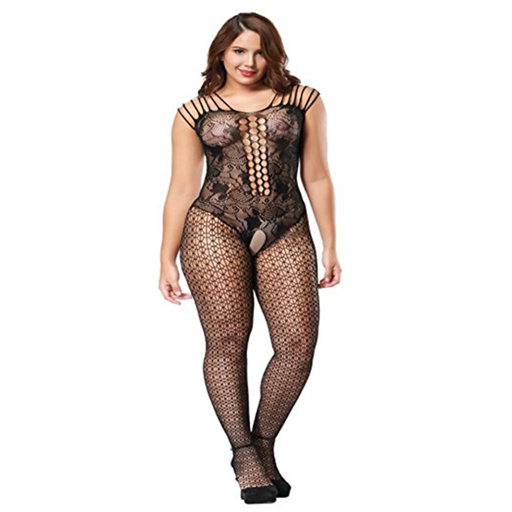 LENPOW Women Sexy Lingerie Fishnet Bodysuit Bodystocking Crotchless Chemise Babydoll