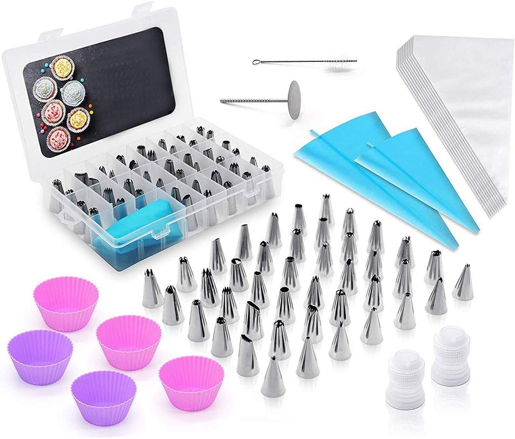 64 Pcs Cake Decorating Supplies Kit,Russian Piping Tips Set Stainless Steel Cake Making Tool Set with Gift Box for Storage