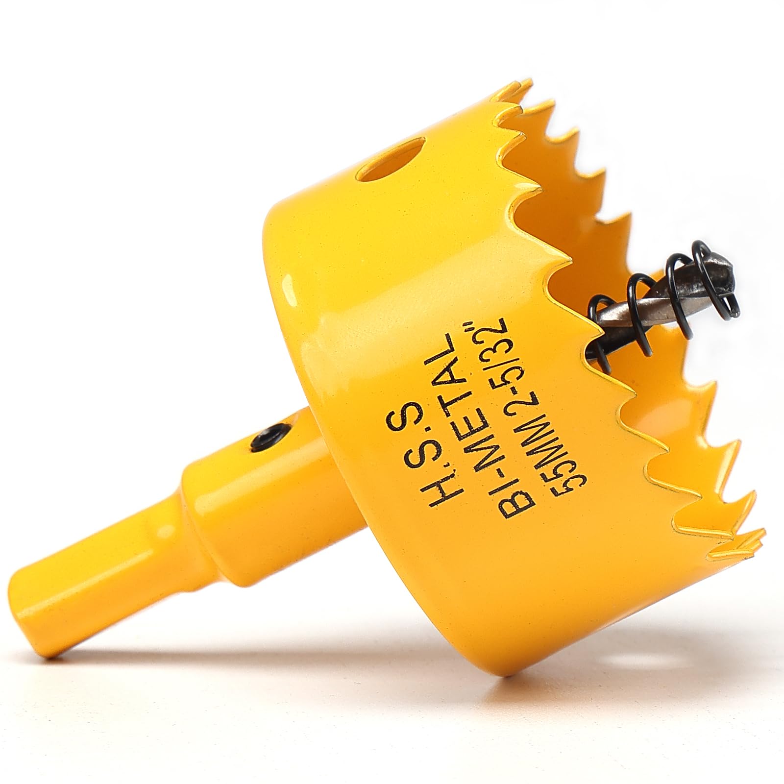 55mm Hole Saw, HSS Bi-Metal Hole Cutter with Drill Bit, Heavy Duty Hole Saw for Wood, Plastic, Drywall, Fiberglass, Yellow