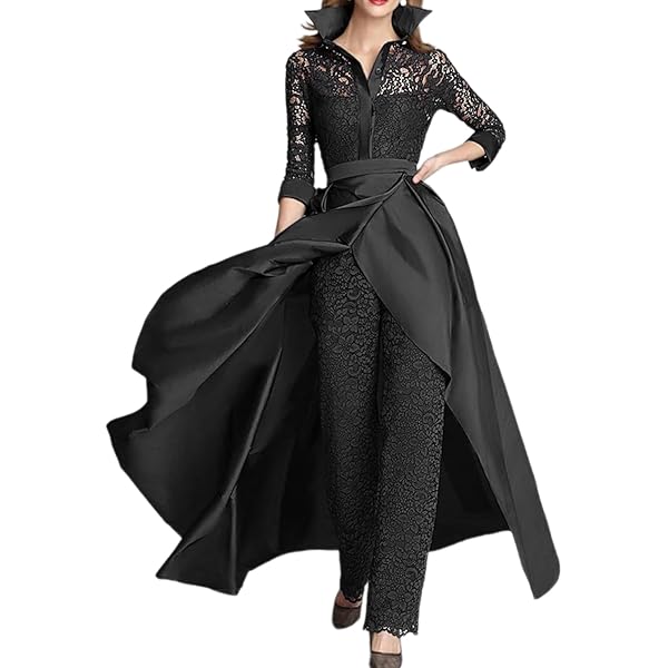 Amazon.com: Dequarex Women's Pantsuit Lace Evening Dress