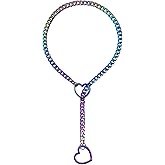 EverGlimp Slip Chain Necklace For Women, Black Heart O-Ring, Cuban Long Necklace Jewelry, Lariat Y-Necklace