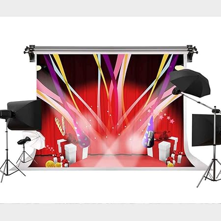 Amazon レッド ステージリボン ギフト 背景 写真 写真 背景 誕生日パーティー お祝い 写真 デコレーション 9x6フィート Sts Mst010 バックペーパー 背景布 通販