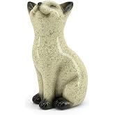 Speckled Resin Cat Figurine, Glossy Sitting Cat Statue, Cream and Black Decorative Cat Sculpture for Bookshelf, Desk, Shelf, Tabletop, Living Room, Office, Bedroom Decor, Gift for Cat Lovers (Cat)