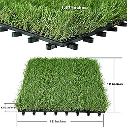 Artificial Grass Turf Interlocking Deck Tiles Set