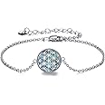 YAFEINI Flower of Life Bracelet 925 Sterling Silver Flower of Life Bracelet Abalone Shell Flower of Life Jewelry for Women Jewelry Gifts