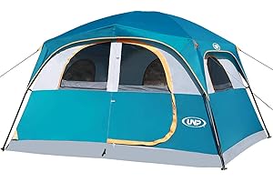 UNP Tents 6 Person Waterproof Windproof Easy Setup,Double Layer Family Camping Tent with 1 Mesh Door & 5 Large Mesh Windows -10'X9'X78in(H)