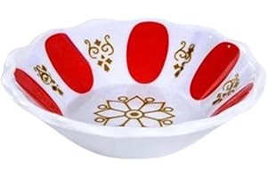 6-Piece Traditional Turkish Melamine Tea Saucers Set | 3.9" Diameter, Non-Breakable, Dishwasher-Safe | Authentic Red & Gold O