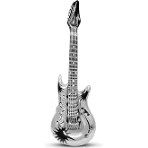 Silver Inflatable Guitar | Inflatable Guitar Prop | Blow Up Guitars | Music Party Decorations | Blow Up Instrument | 37 Inches | Silver