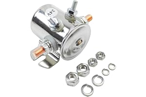 LLNSEAUTO Max 150A 24 Volt 4-Terminal Continuous Duty Solenoid Relay 24063 Nickel-Plating | Fits for Golf Carts, Winch, Marine, Heavy Duty, SPST 24VDC 24V Solenoid Relay Need Break | OE# 0662565200754, 24063