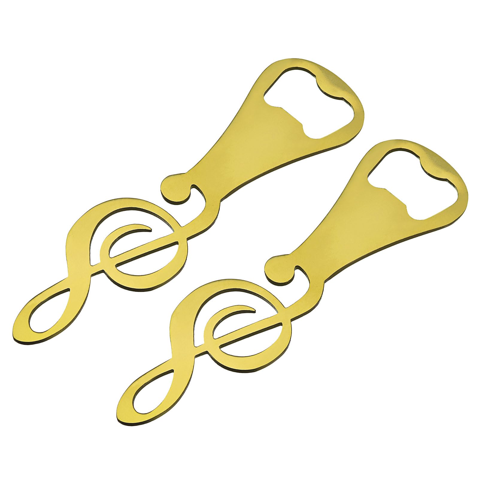 uxcell Bottle Opener, 2pcs - Metal Beer Bottle Opener, Music Note Flat Bottle Openers, Cool Gifts for Music Lovers, Bartender (Gold)
