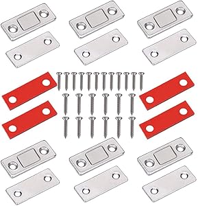 FOCCTS 6 Pack Cabinet Door Magnets, Ultra Thin Stainless Steel Magnetic Catch Drawer Magnet Catch Furniture Latch for Sliding Door Closure Kitchen Cabinet Closer Cupboard