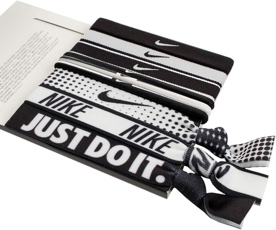 Amazon Com Nike Mixed Ponytail Holder 9pk Osfm Black Black White