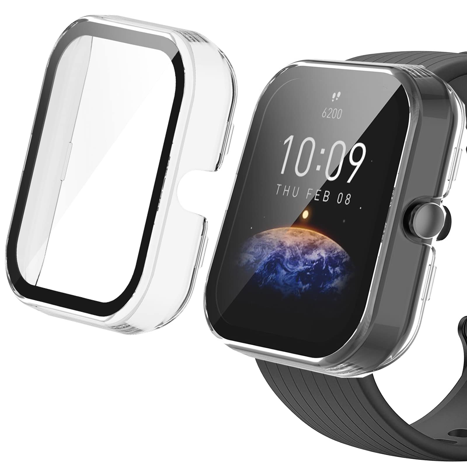 Compatible with Amazfit Bip 3 Pro Case, ceston Hard PC Case with Tempered Glass Screen Protector Compatible with Amazfit Bip 3 / Bip 3 Pro Smartwatch (Clear)