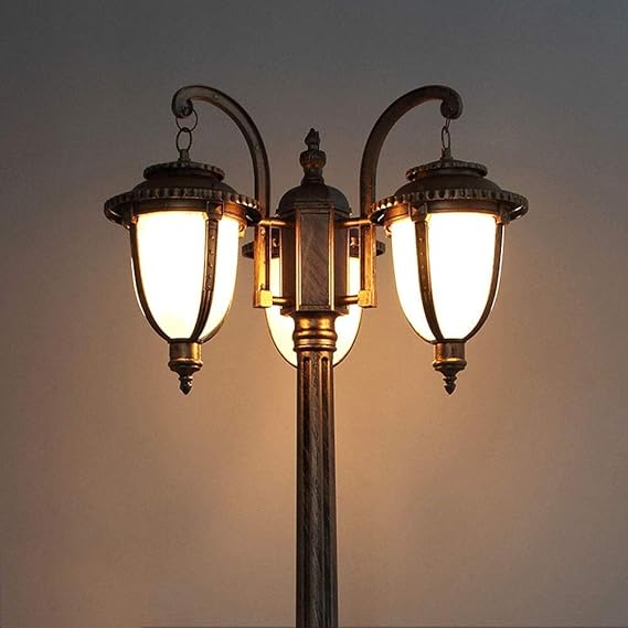 Lámpara de poste de poste alto para patio al aire libre de 3 luces IP55