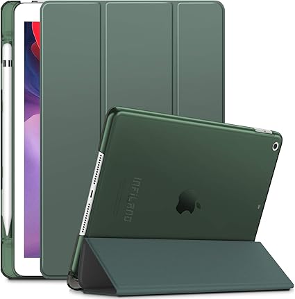 Amazon Infiland Ipad 第7世代 第8世代 ケース 10 2インチ 超軽量 薄型 ペンホルダー付き Apple Pencil 収納可能 Ipad 7 Ipad 8 10 2ケース 19 秋発売新型 三つ折スタンドカバー キズ防止 オートスリープ機能 収納カバー 半透明カバー ミントグリーン