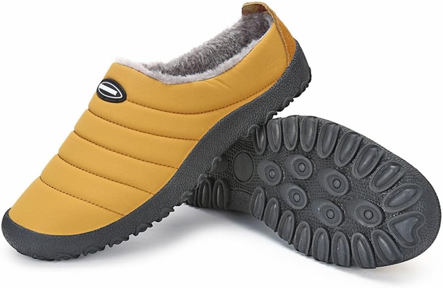 ASUGE Womens Mens House Slippers Hard Sole Non-Slip Indoor Outdoor Fur Lined Winter Slippers