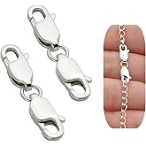 2 Pcs Lobster Clasp Exquisite Bracelet Extender 925 Sterling Silver Double Lobster Claw Clasps for Jewelry Making