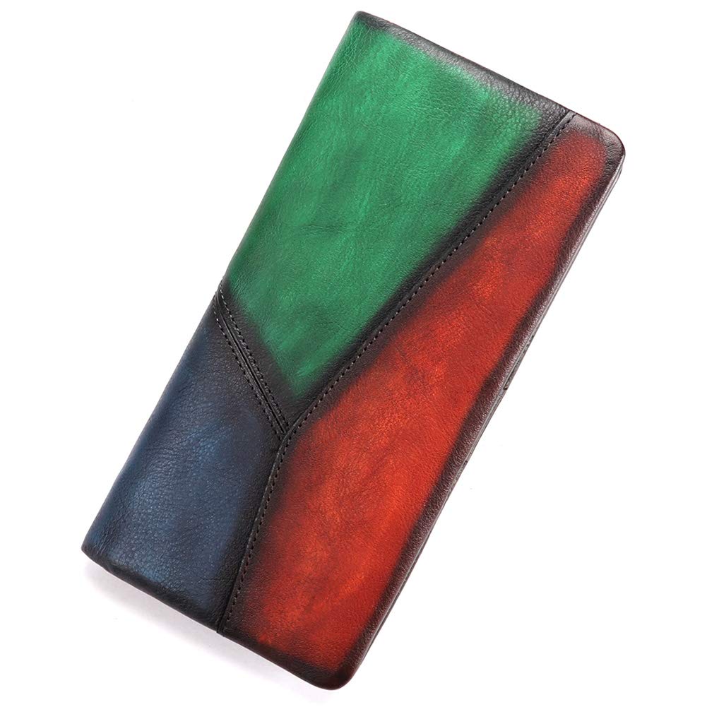 Photo 1 of Slim Bifold Leather Wallets for Women Vintage Handmade Thin Purse Clutch (Multicolor3)