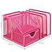 MyGift Pink Metal Mesh Desk Office Supplies Caddy with Mail Holder Organizer, Pencil Holder Cup, Sticky Note Memo Pad Holder and Pull Out Storage Drawer