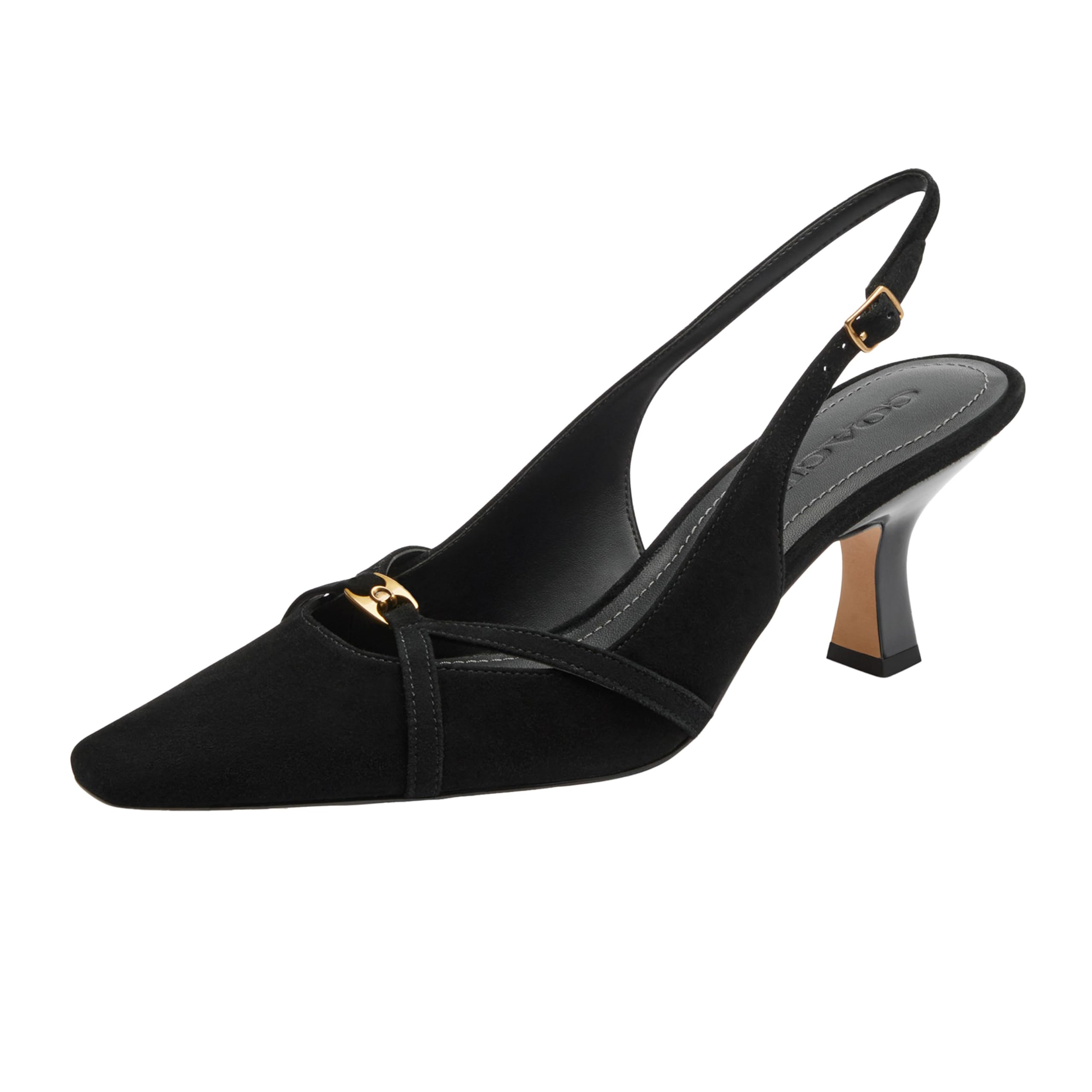 Coach Women’s Rowyn Slingback Pump, Black Suede, 10