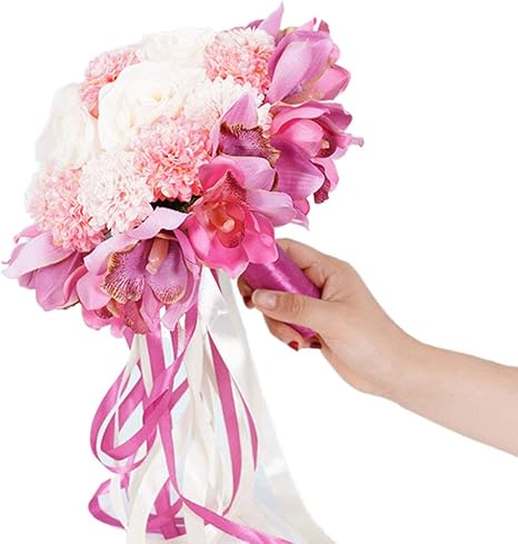 Amazon ウェディングブーケ Daeum人工菊リアルなバラの花ウェディングブライダルホールディングブーケ 造花 オンライン通販
