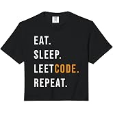 Eat Sleep Leetcode Repeat Funny Programmer Comfort Colors Crop Top