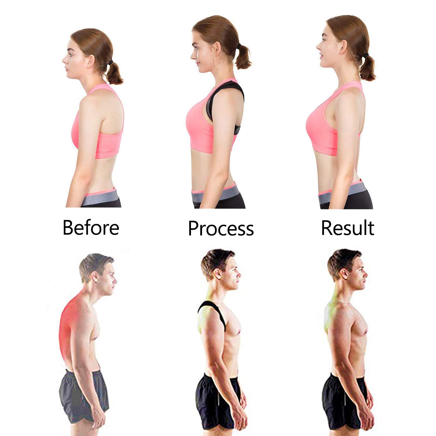 Posture Corrector for Men Women, Back Neck Brace Belts Under Clothes, Adjustable Back Shoulder Support for Back Pain Relief (L)