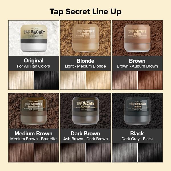 I DEW CARE Tap Secret Dry Shampoo Powder with Biotin - Tap Secret Original | Strengthening & Volumizing, Refillable, Travel size, Non-aerosol, Brunette, Korean Ginseng, Dry Shampoo for Women, 0.24 Oz