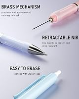 Nicpro Pastel Mechanical Pencil Set 0.9mm Case 3 Pcs Refill Eraser 9pc view 5