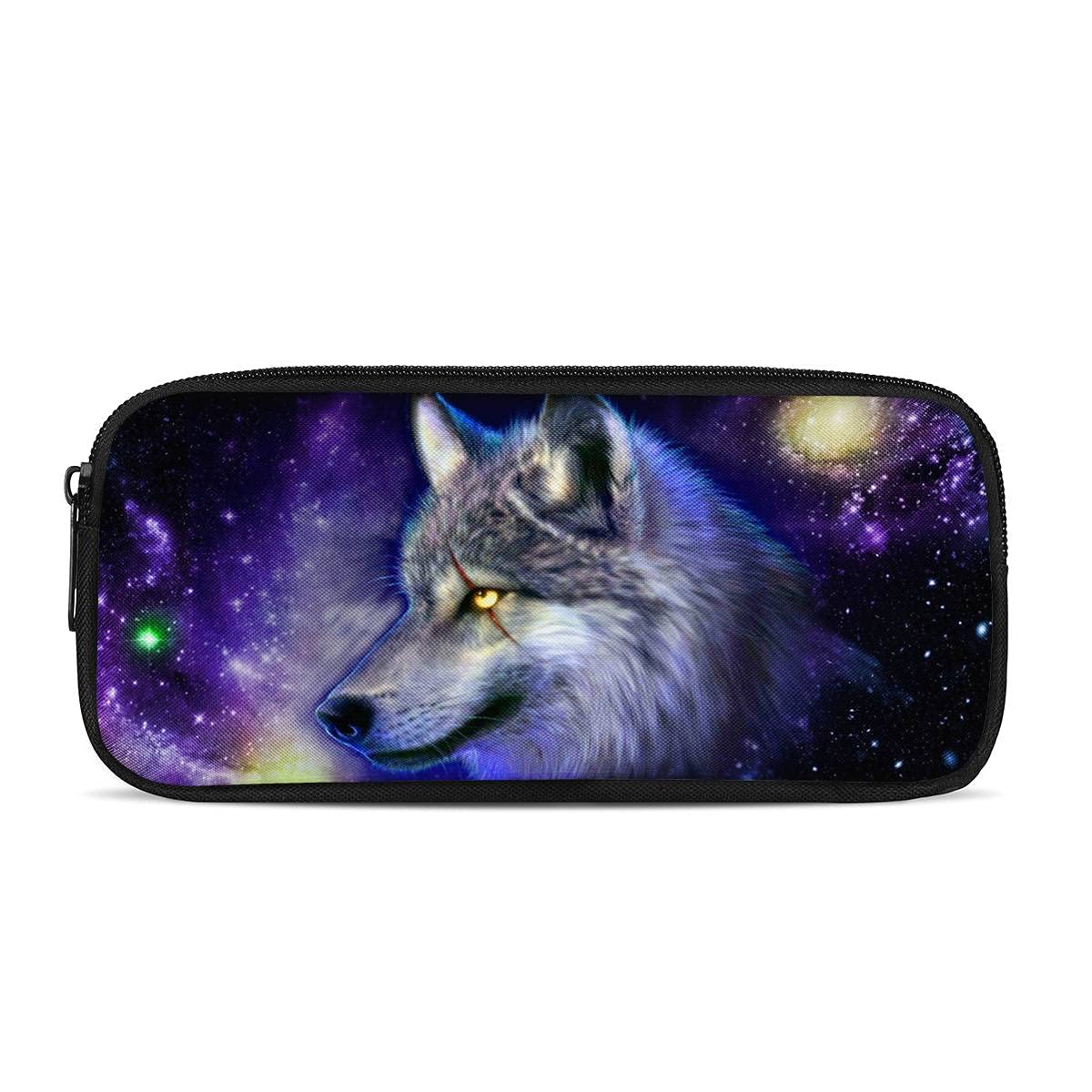 Biyejit Galaxy Wolf Pencil Bag Pouch School Supplies Pen Case Stationery for Kids Boys Girls Gifts