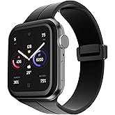 Sport Bands Compatible with Apple Watch Band 42mm 44mm 45mm 46mm 49mm for Women and Men, Magnetic Closure Silicone Sport Strap for iWatch Series 10 9 8 7 6 5 4 3 SE Ultra
