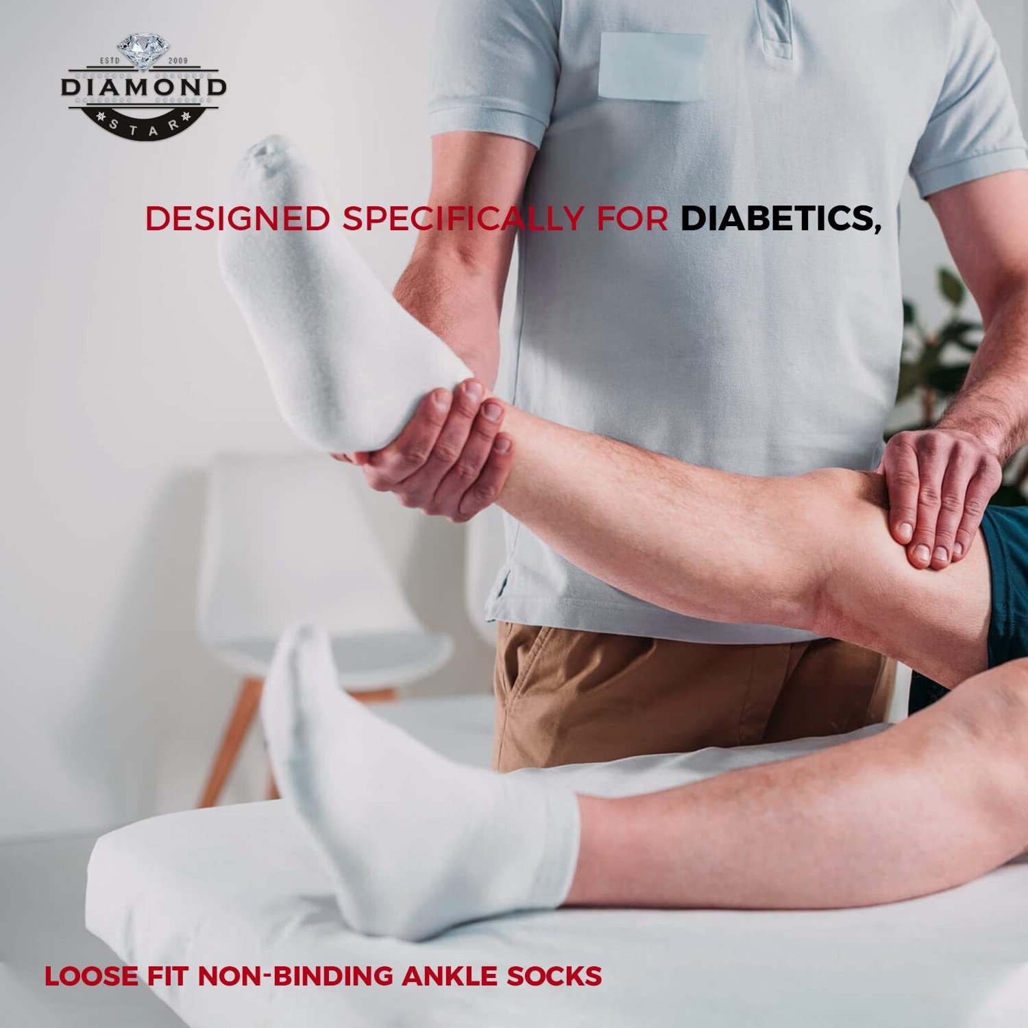 Diabetic Ankle Socks for Men & Women, Non-Binding Cotton Socks with Cushioned Sole, Soft & Breathable, 3/6/12 Pack