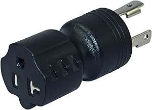 Conntek 30126-BK L5-30P 30-Amp 125-volt Locking Male Plug for 15 to 20-Amp Straight Blade Female Connector Adapter
